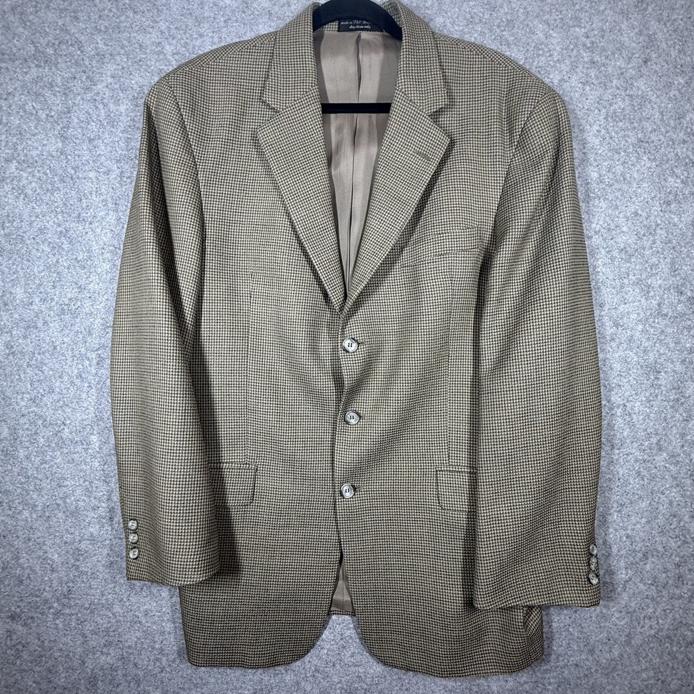 Gianfranco Ruffini Mens 44R Brown Houndstooth Blazer Sport Coat 3 Button